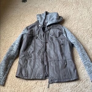 Half leather half sweatshirt jacket!